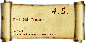 Ari Sándor névjegykártya